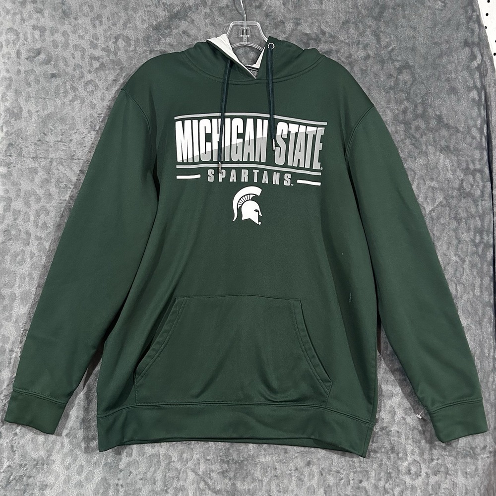 Michigan State Spartans Men's Colosseum Athletics Pullover Hoodie Green Size LRG - Picture 3 of 10